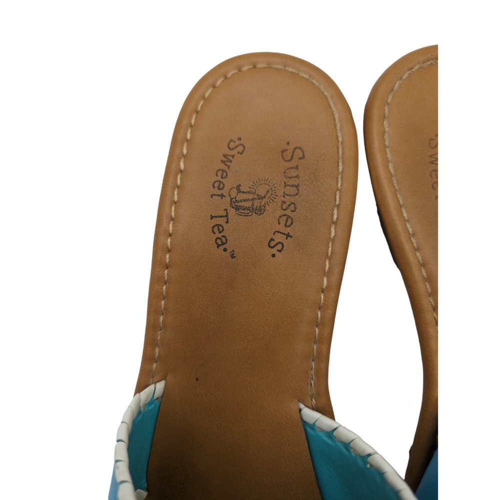 Sunsets Sweet Tea Women's Blue Slip On Flip Flops Sandals Size 8M - Picture 5 of 8